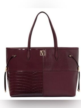 Victoria's Secret Burgundy carryall Tote bag limited edition Bordeaux patchwork